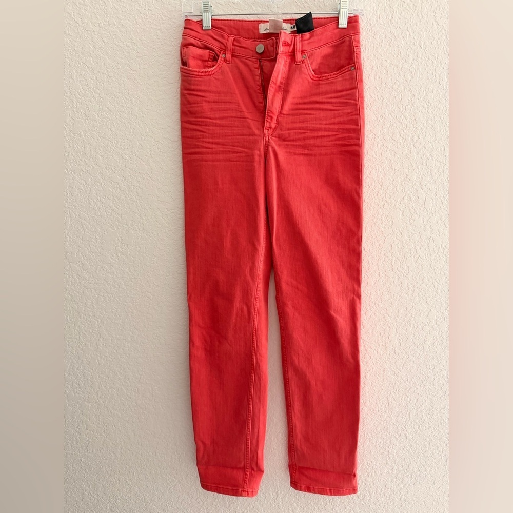 H&M Orange Denim Jeans Women Bold Color Trend